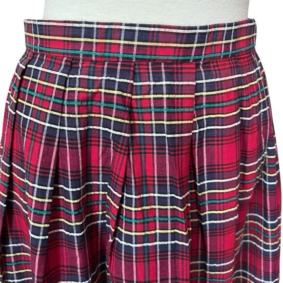 NOS Vintage Carroll Reed Red Plaid Tartan A-line Skirt with Box Pleats - Size 16 - Picture 5 of 10